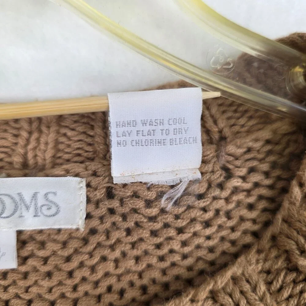 Vintage Heirloom Handknit Sweater XL Tan Deadstock Cottagecore Granny Oversized